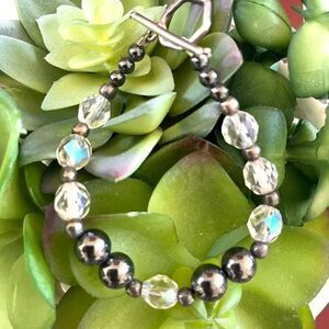 Hematite swarotski and silver Bracelet